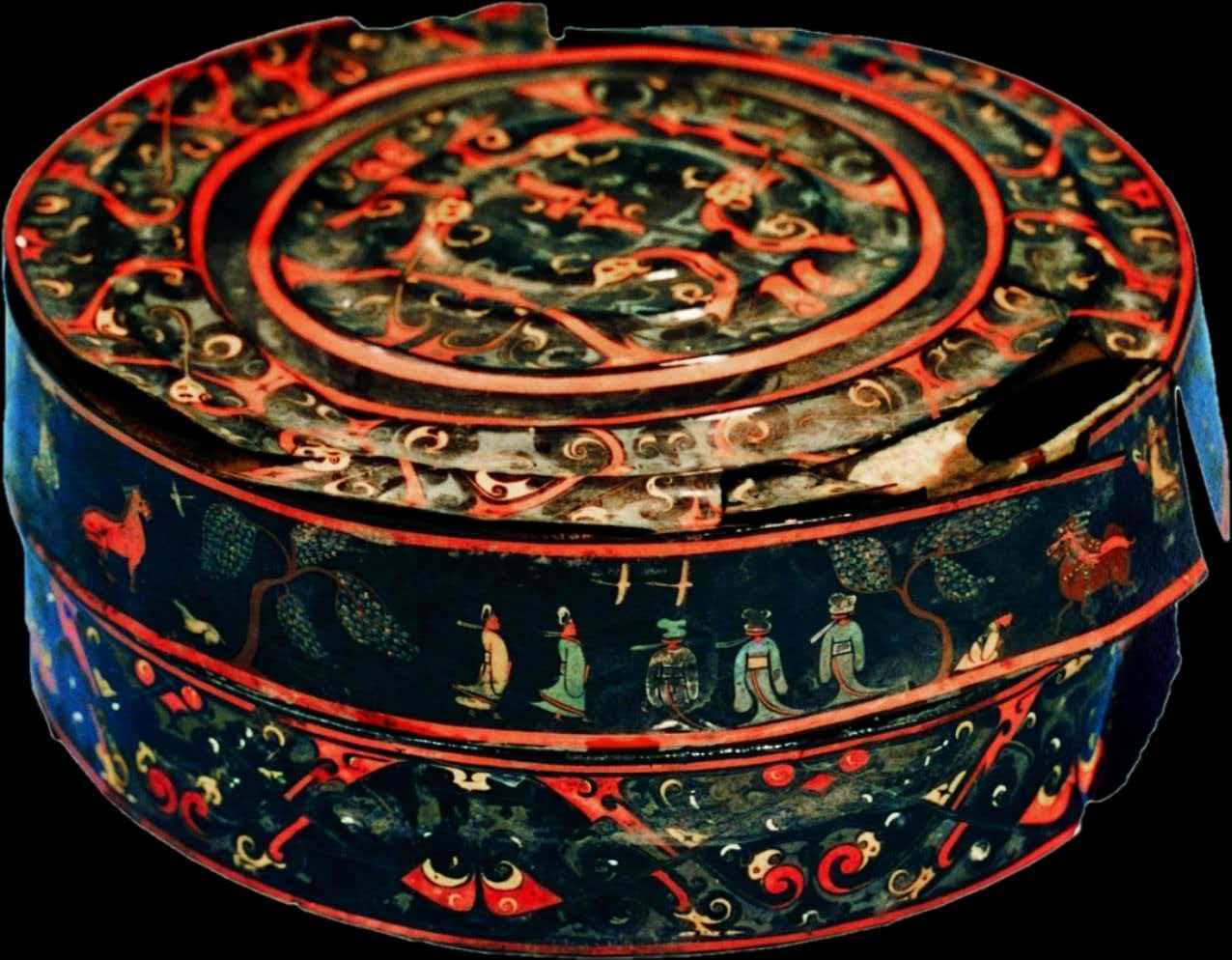 彩绘人物车马出行图